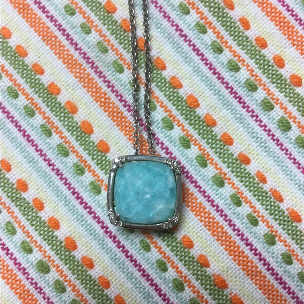 Amazonite/ Clear Quartz/ Diamond necklace